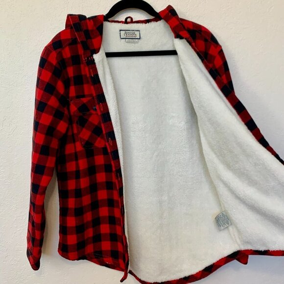 Boston Traders womens flannel shirt jacket - fleece lining - SZ L - Red checker - Picture 4 of 5
